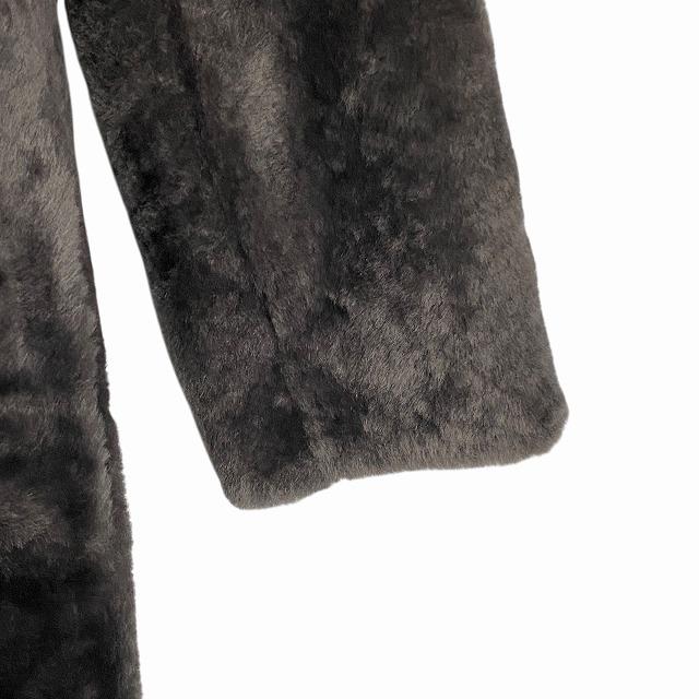 【中古】ゼラール Zelal ムートンコート ロングコート 毛皮 長袖 ノーカラー 羊革 グレー 9 M相当 レディース ゼラール Zelal ムートンコート ロングコート 毛皮 長袖 ノーカラー 羊