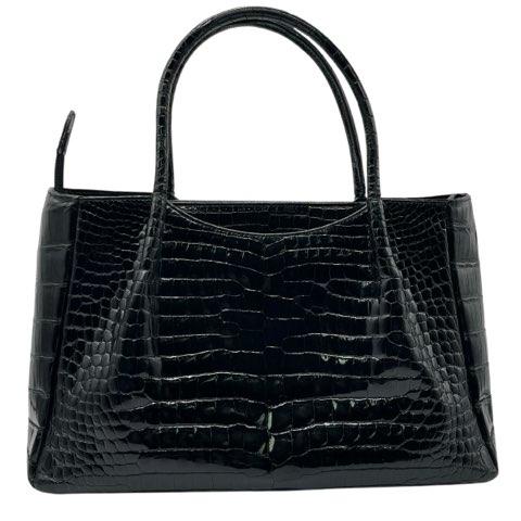 クロコ レザー トートバッグ ハンドバッグ ブラック レディース ブランド