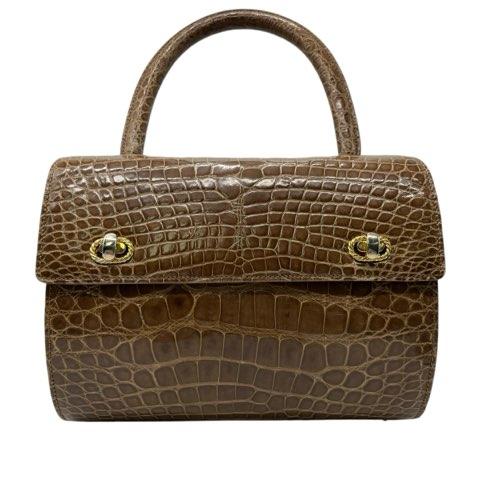 KRISTAR CROCO シャイニークロコダイル ワニ革 2WAY ハンドバッグ