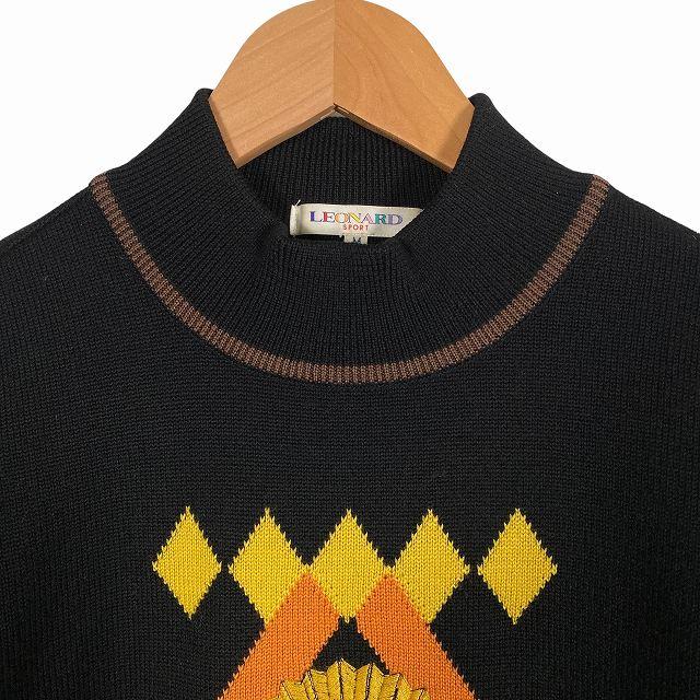 LEONARD / sport/ハイネック/モックネック/ニット・セーター(厚手)/38/ウール/BLK/総柄 レオナールスポーツ LEONARD SPORT ニット セーター 長袖 ウール100