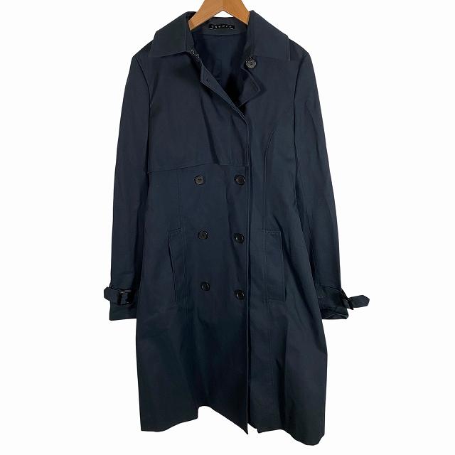 【美品】 theory スプリングコート トレンチコート ベルト ネイビー theory（セオリー） トレンチコート スプリングコート 長袖 ロング