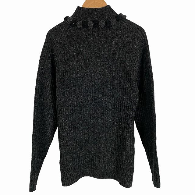 【美品】 INGEBORG フリル長袖ハイネックニット 9号 ブラック セール】 【OUTLET】リブフリルタートルネックセーター （ニット