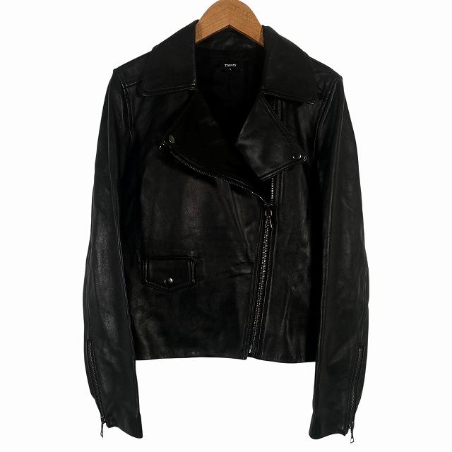 美品 セオリー ダブルライダース ジャケット ラムレザー 羊革 黒 S theory（セオリー） Theory 22AW ダブルライダースジャケット 羊革