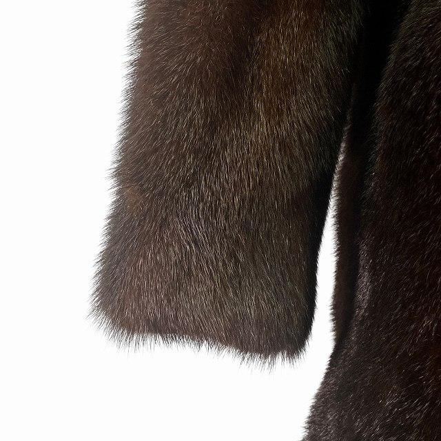 【中古】デミバフミンク コート 毛皮 リアルファー ブラウン 13号 XL相当 レディース デミバフミンク コート 毛皮 リアルファー ブラウン 13号 XL相当