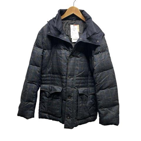 【中古】MIERU CONTEMPORARY タグ付き status ダウンジャケット アウター フード付き  チェック柄 Mサイズ ネイビー メンズ MIERU CONTEMPORARY タグ付き status ダウンジャケット アウター