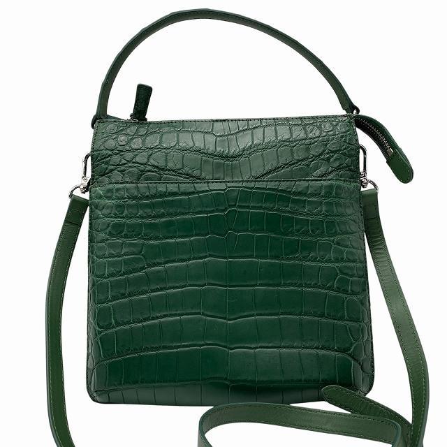 新品クロコダイルグリーン2wayバッグショルダー クロコダイル 2WAY 