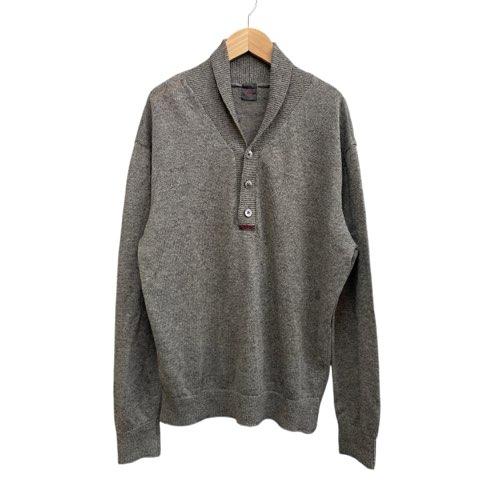 パパス Papas 長袖ショールカラーセーター 麻100% グレー系 サイズ48 M