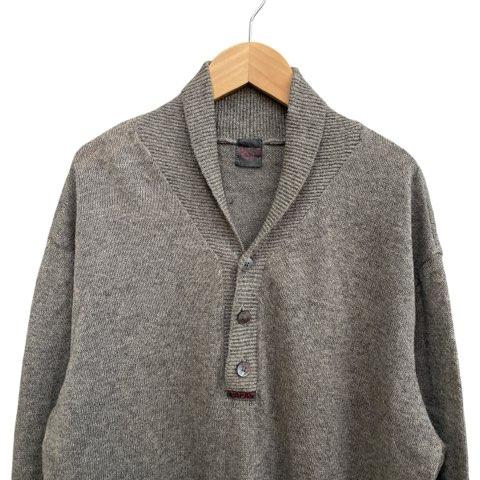 パパス Papas 長袖ショールカラーセーター 麻100% グレー系 サイズ48 M