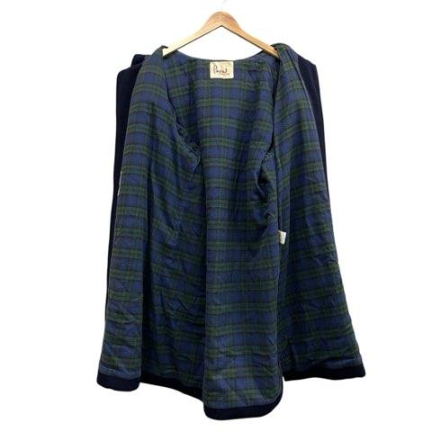 パパス Papas ロングダッフルコート 木製トグル ネイビー サイズM