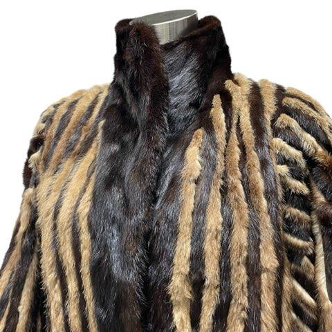 Mink ミンク ロング コート 本毛皮 ファー ブラウン 13号 XL ミンク MINK 毛皮 縞模様 ロングコート リアルファー ブラウン 13号 XL