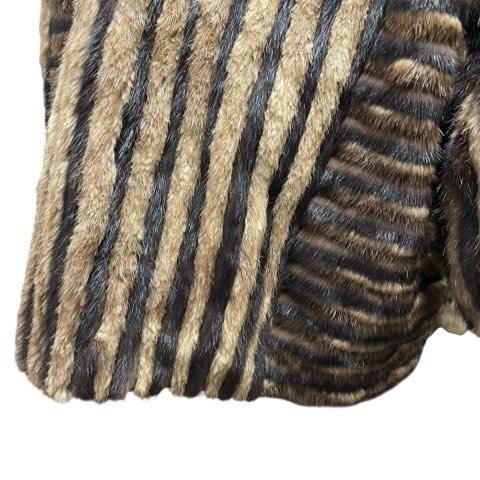 ミンク MINK 毛皮 縞模様 ロングコート リアルファー ブラウン 13号 XL