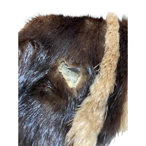 ミンク MINK 毛皮 縞模様 ロングコート リアルファー ブラウン 13号 XL