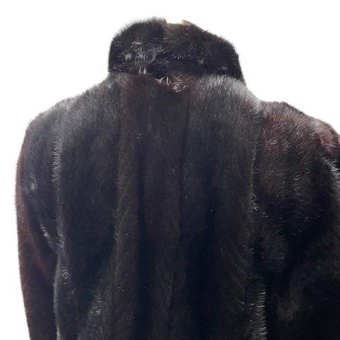 ミンク MINK 毛皮 ロングコート 裏地刺繍 リアルファー ブラック 9号 Mサイズ相当 レディース