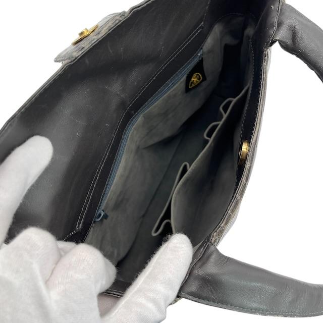 JRA認定 シャイニークロコダイル ワニ革 センター取り ハンドバッグ