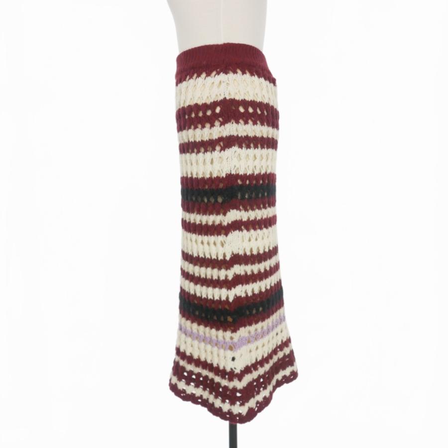 未使用品 マルニ MARNI 21AW 3Dニット スカート ボーダー ロング 38  