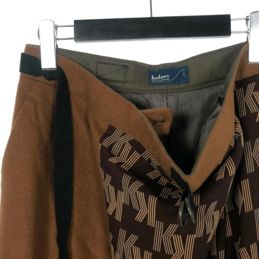カラー kolor ウールパンツ スカート 切替 ドッキング ベルテッド 