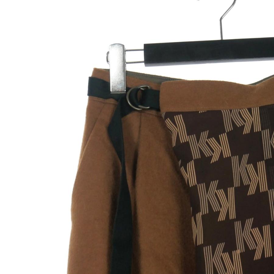 カラー kolor ウールパンツ スカート 切替 ドッキング ベルテッド 