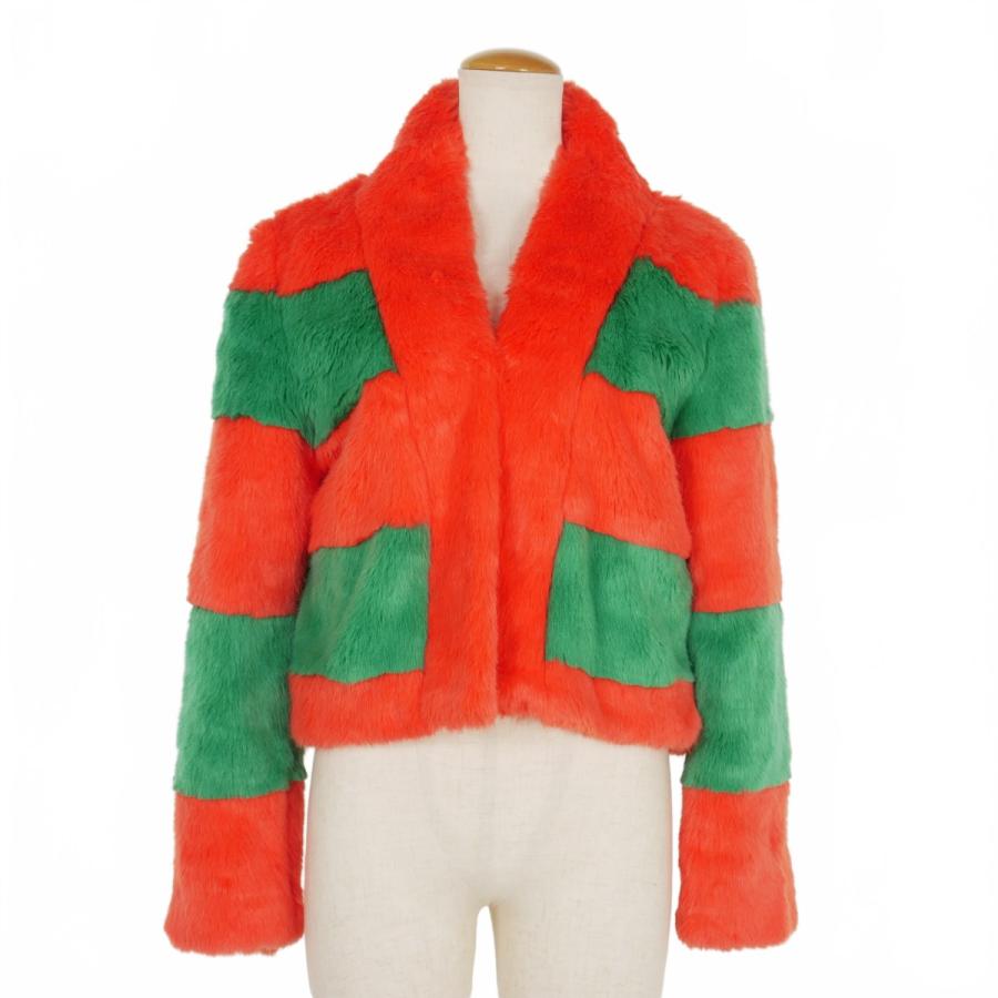 未使用品 ジョイリッチ JOYRICH ボーダー ファージャケット ショート 