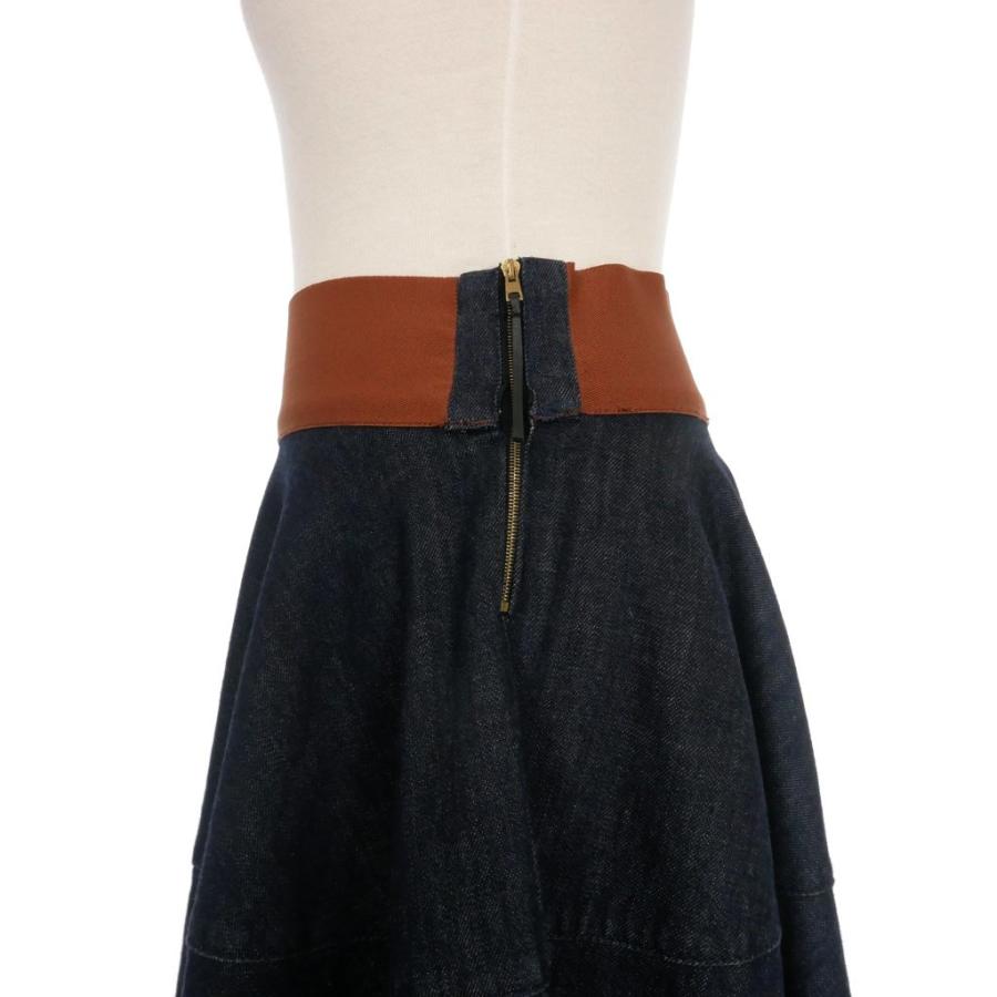 マルニ MARNI デニム フレア マキシスカート ウエストゴム 36 ネイビー  
