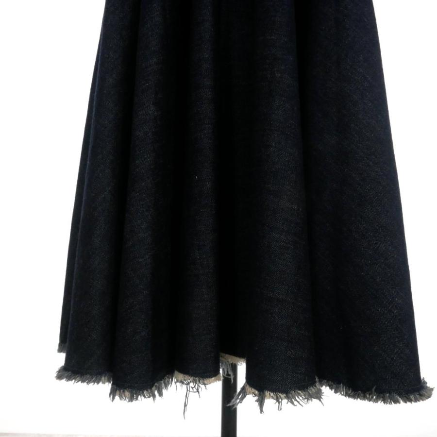マルニ MARNI デニム フレア マキシスカート ウエストゴム 36 ネイビー  