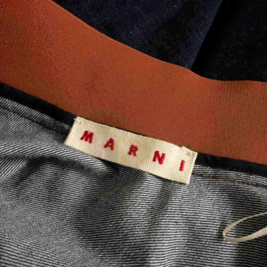 マルニ MARNI デニム フレア マキシスカート ウエストゴム 36 ネイビー  