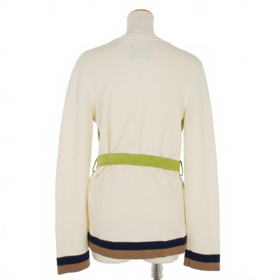 MARNI マルニ 22SS スエードレザー 切替 ニット カーディガン 38 白 緑  