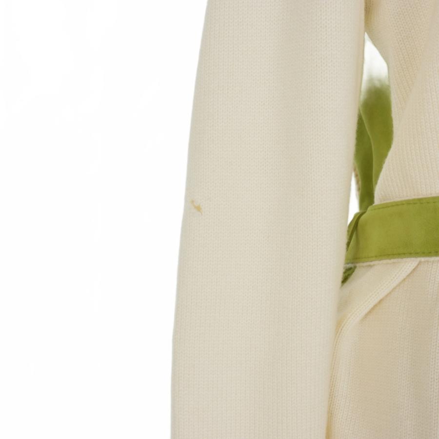 MARNI マルニ 22SS スエードレザー 切替 ニット カーディガン 38 白 緑  