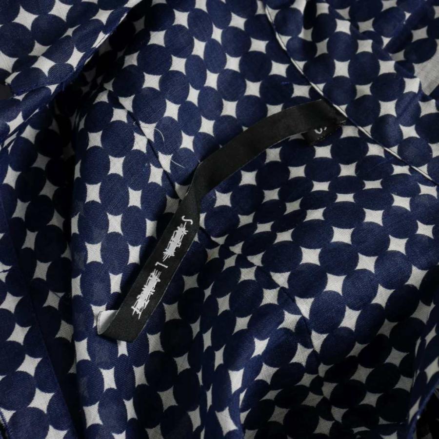 サラランツィ SARA LANZI 20SS 総柄 ロングワンピース 長袖 XS 白 紺  