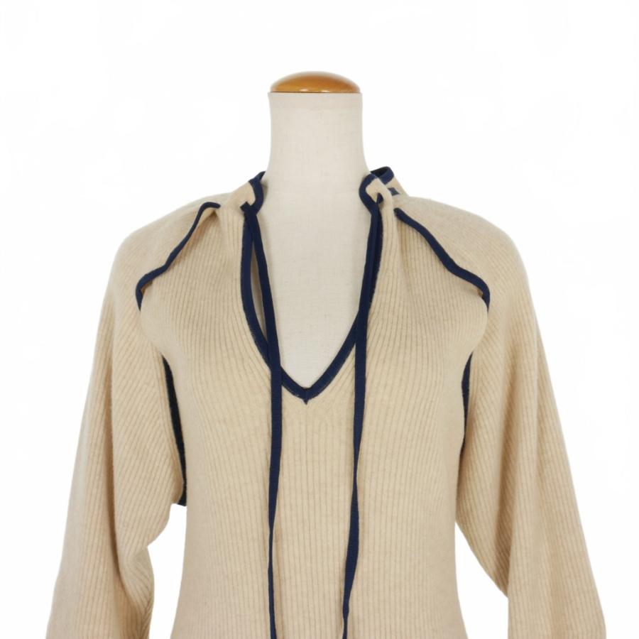 タン TAN DOGLEG SLEEVES LONG ONEPIECE ニットワンピース ロング F 