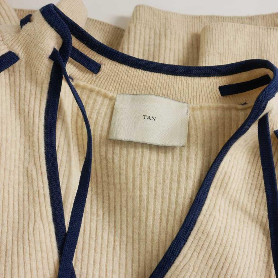 タン TAN DOGLEG SLEEVES LONG ONEPIECE ニットワンピース ロング F