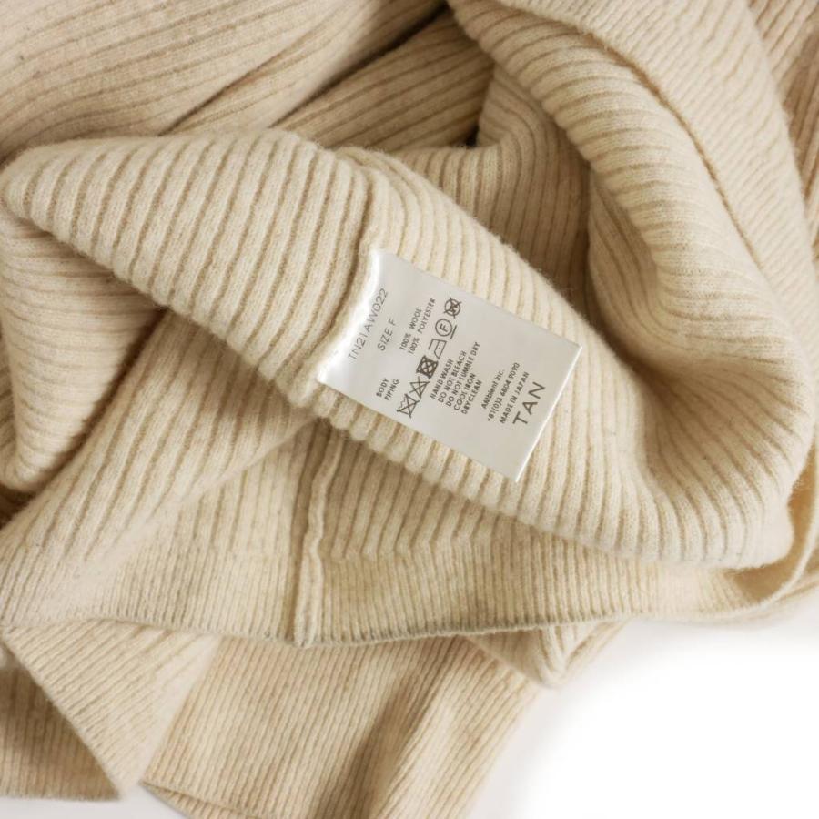 タン TAN DOGLEG SLEEVES LONG ONEPIECE ニットワンピース ロング F 