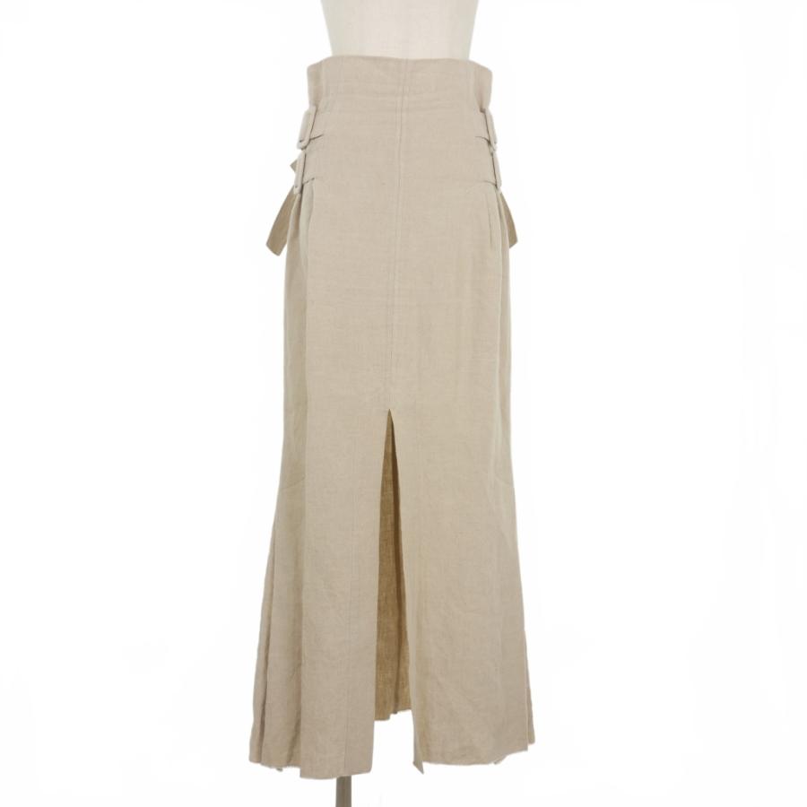 【中古】マメクロゴウチ  Mame Kurogouchi サイドベルト リネンリネン ロングスカート センタースリット 2 ベージュ マメクロゴウチ Mame Kurogouchi サイドベルト リネンリネン ロング