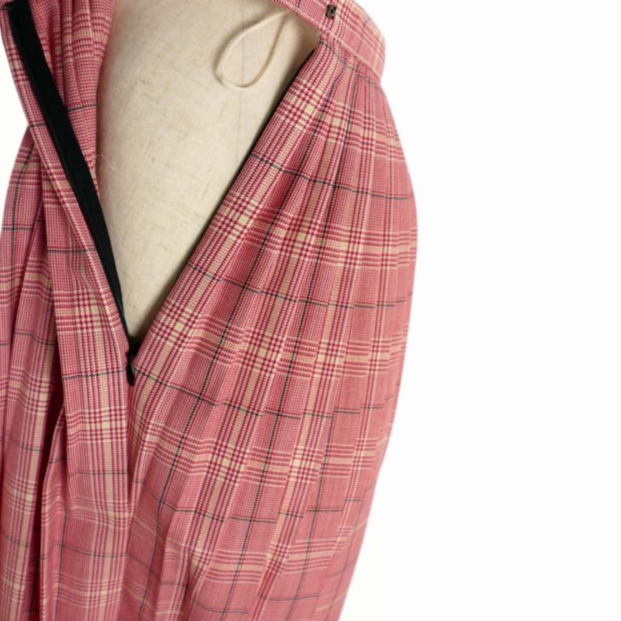 マルニ MARNI ロングスカート チェック プリーツ 38 ピンク系  
