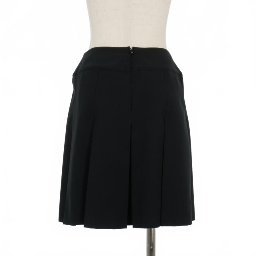 シャネル CHANEL ボックスプリーツスカート ひざ丈 黒 ブラック  