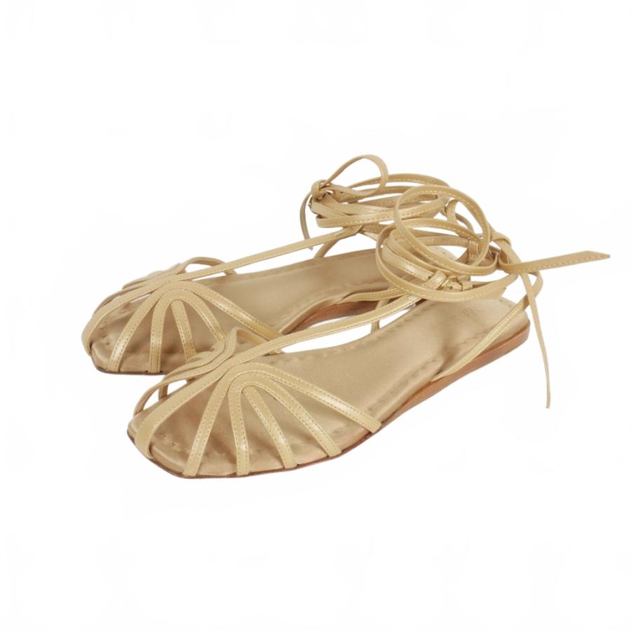 【中古】マックスマーラ MAX MARA FLORAPV グルカ ストラップ メタリック サンダル 35 ベージュ 14-52-13711 Max Mara マックスマーラ MAX MARA FLORAPV グルカ ストラップ