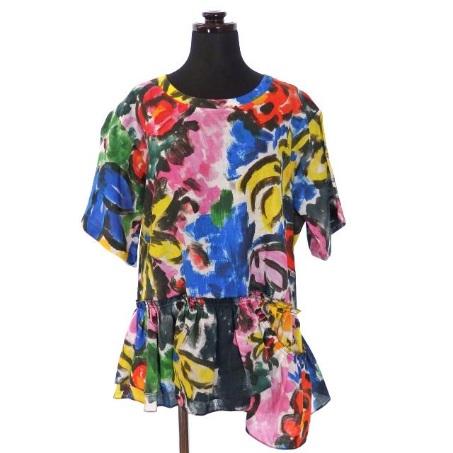 未使用品 マルニ MARNI 20SS フラワープリント アシンメトリーリネン 