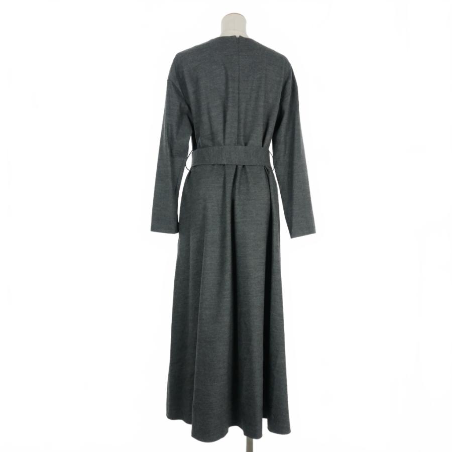 エブール ebure ベルト付き ウール ロングワンピース 36 グレー  