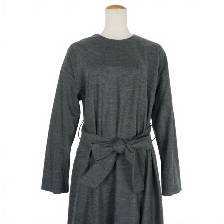 エブール ebure ベルト付き ウール ロングワンピース 36 グレー  