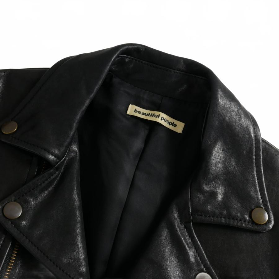 Beatiful People ダブルライダースジャケット ラムレザー 140 ビューティフルピープル 羊革 ダブルライダースジャケット 黒 ベルト