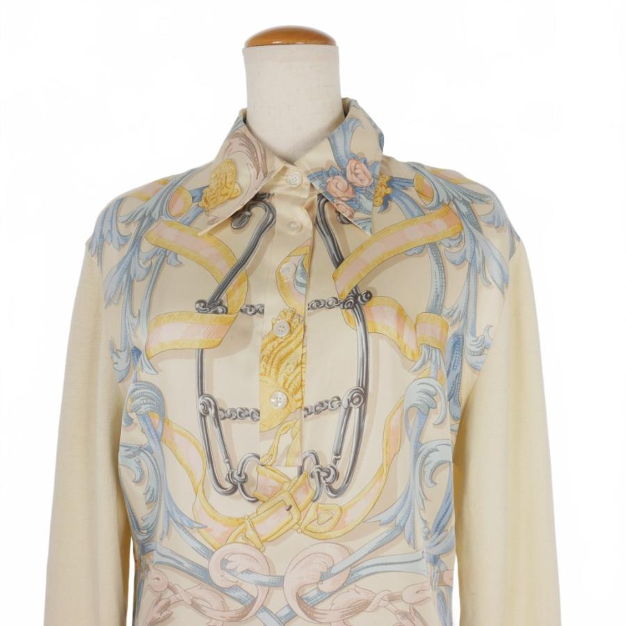 HERMES スカーフ柄シルクニット HERMES（エルメス） ヴィンテージ スカーフ柄 シルク コットン ニット