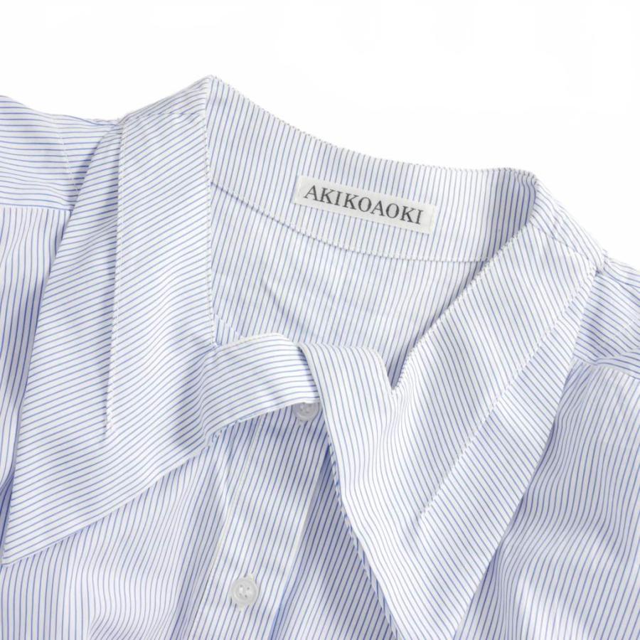 アキコアオキ AKIKOAOKI 23SS シャツ ブラウス ストライプ 半袖 アキコアオキ AKIKOAOKI 23SS シャツ ブラウス ストライプ 半袖