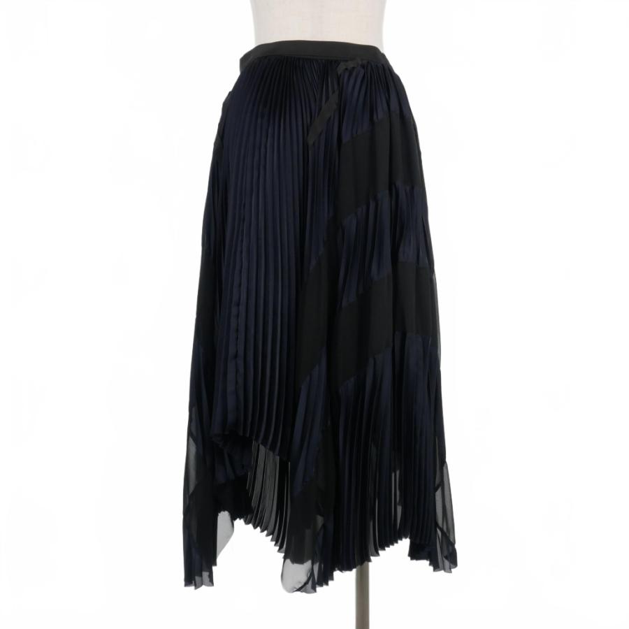 サカイ sacai プリーツ ラップスカート 1 紺 ネイビー 18-04127 