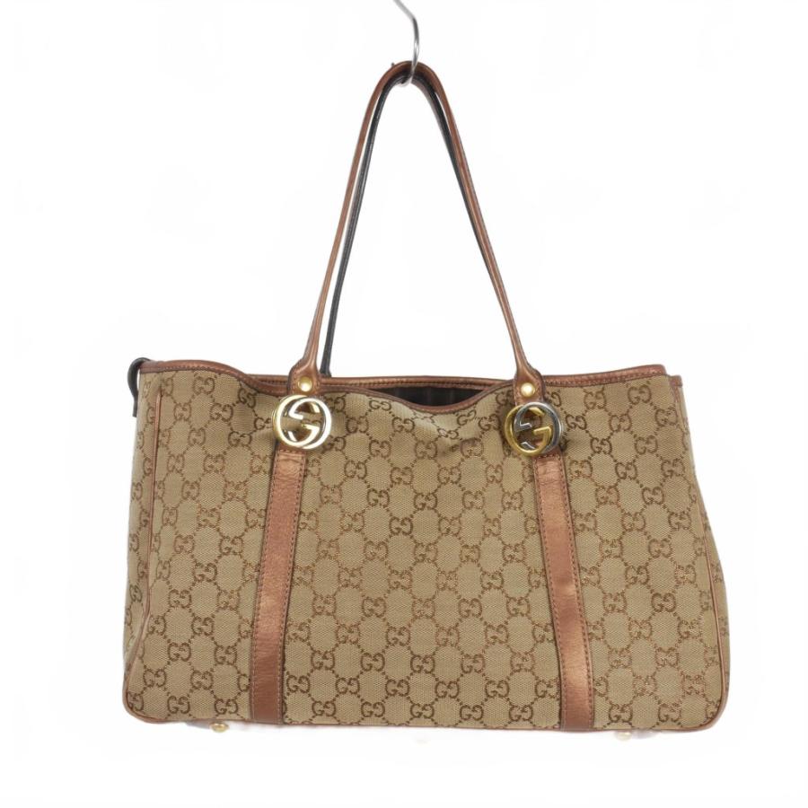 GUCCI グッチ GGツインズ トートバッグ キャンバス ブロンズ 茶 232957 
