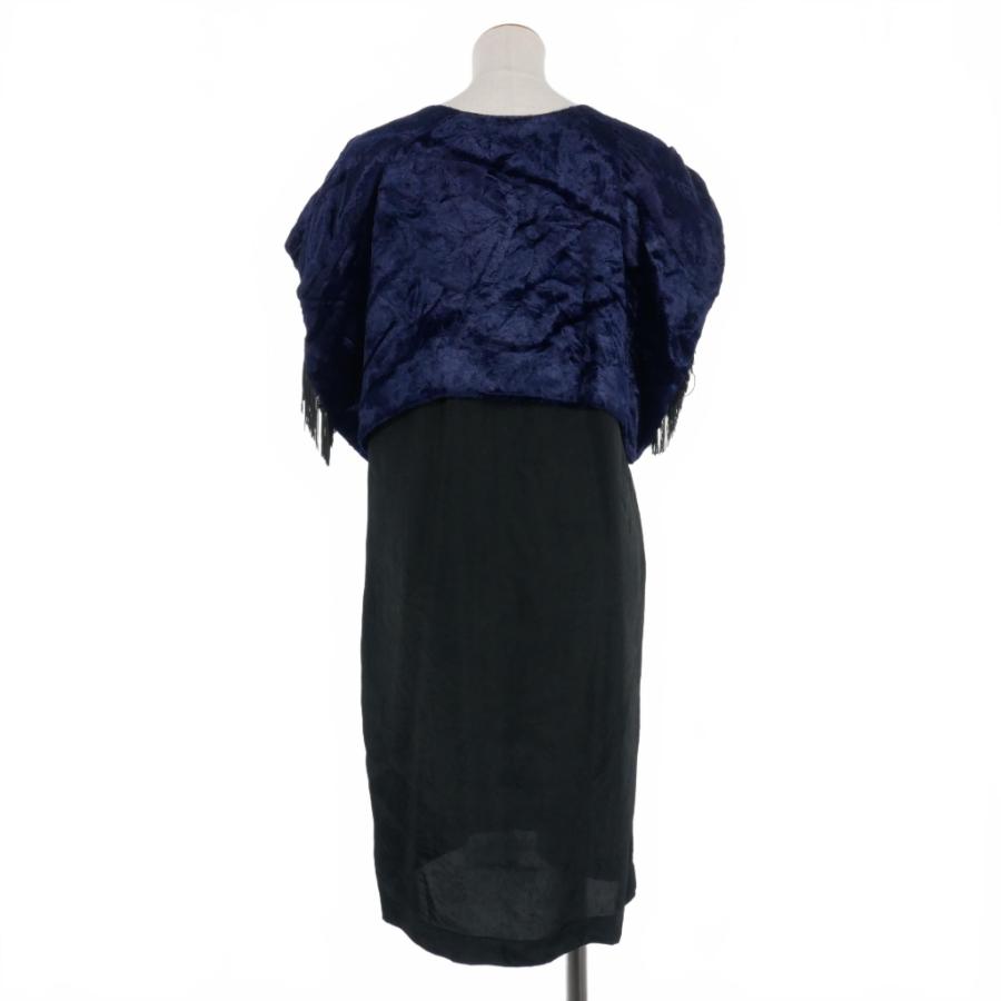 トーガ TOGA ベロア 切替 フリンジ ワンピース ドレス ノースリーブ  