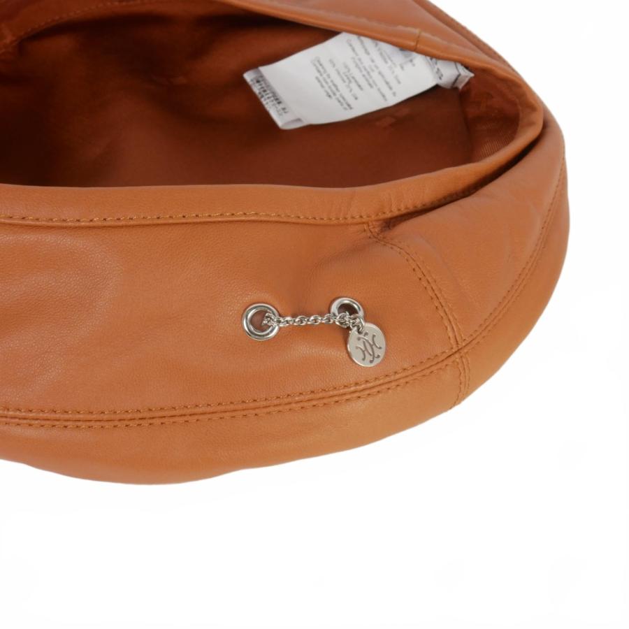 正規品 HERMES ラムレザー ベレー帽 ロゴ金具 57 茶