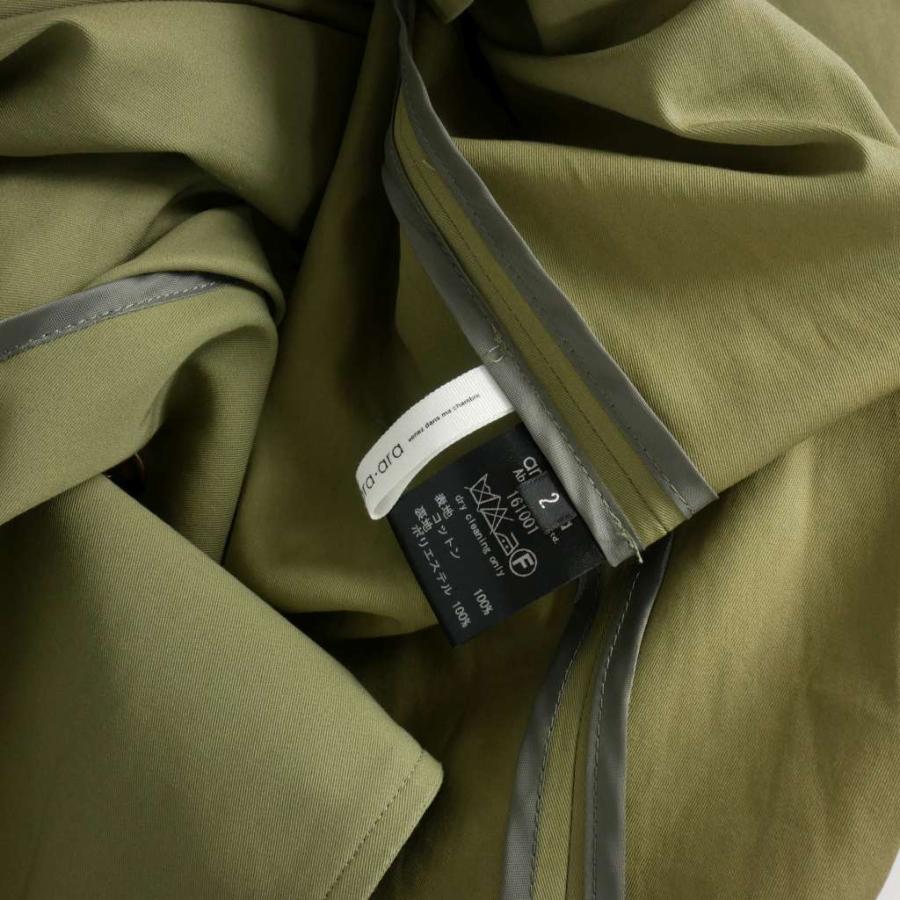 アラアラ ara コットン トレンチコート 2 カーキ 緑 161001 レディース  