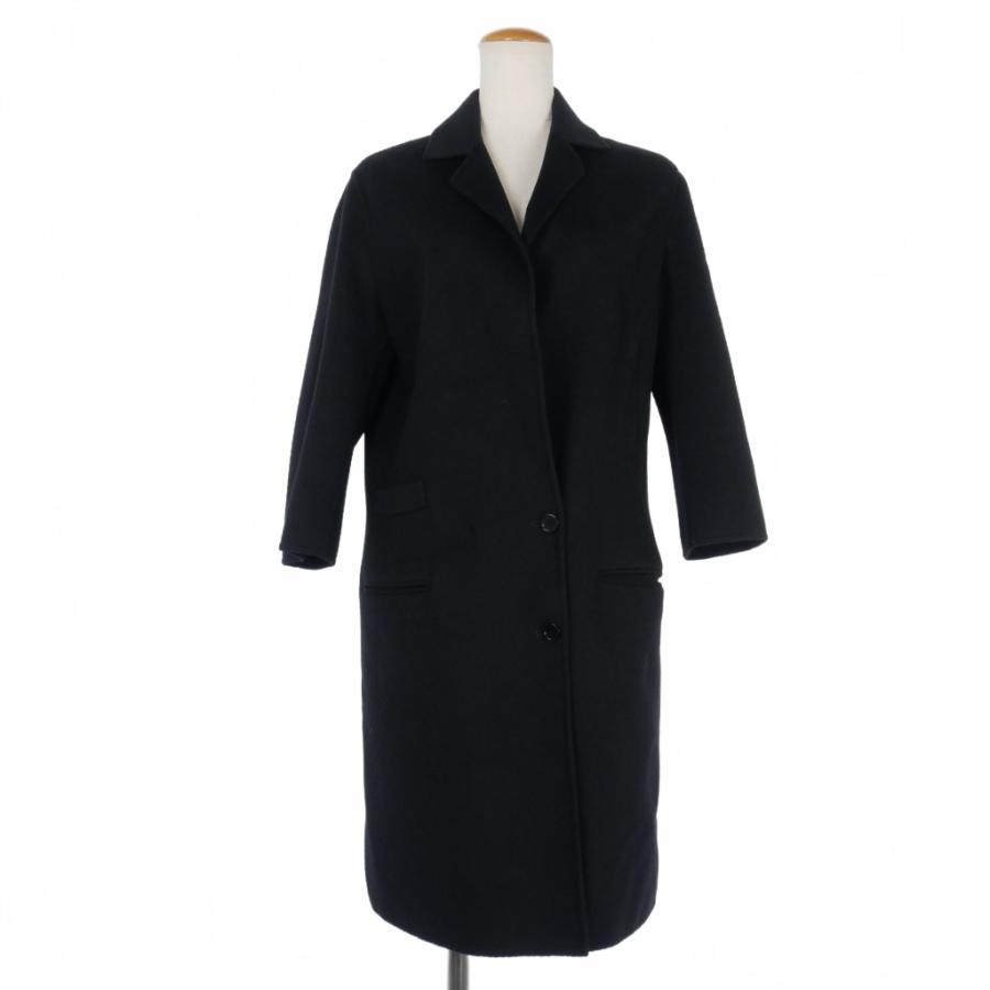 アニオナ AGNONA カシミヤコート ロングジャケット 七分袖 40 黒