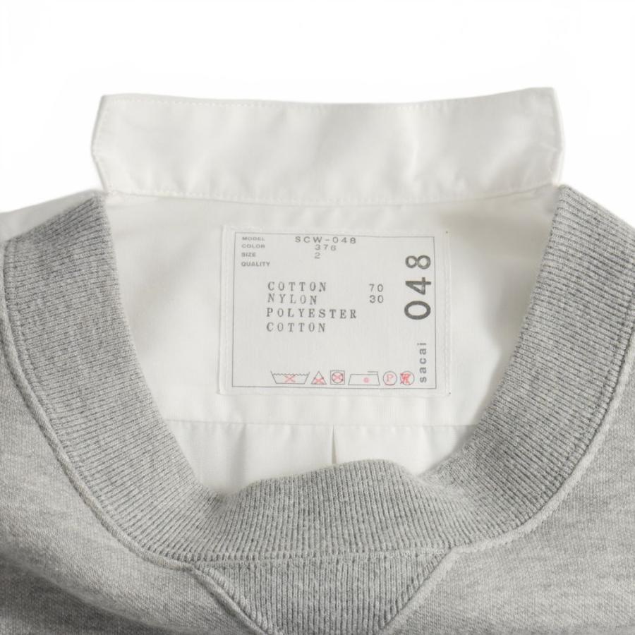 【中古】サカイ sacai シャツ切替 スウェットワンピース ひざ丈 2 グレー ホワイト 白 SCW-048 レディース サカイ sacai シャツ切替 スウェットワンピース ひざ丈 2 グレー