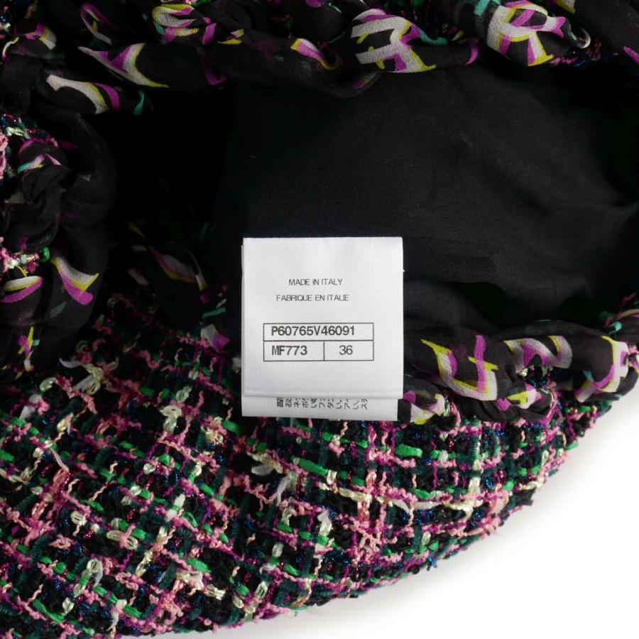 シャネル CHANEL ツイードチューブトップ レディース 36 シャネル ジャケット CHANEL ブラック アイボリー 千鳥格子 ジッパー