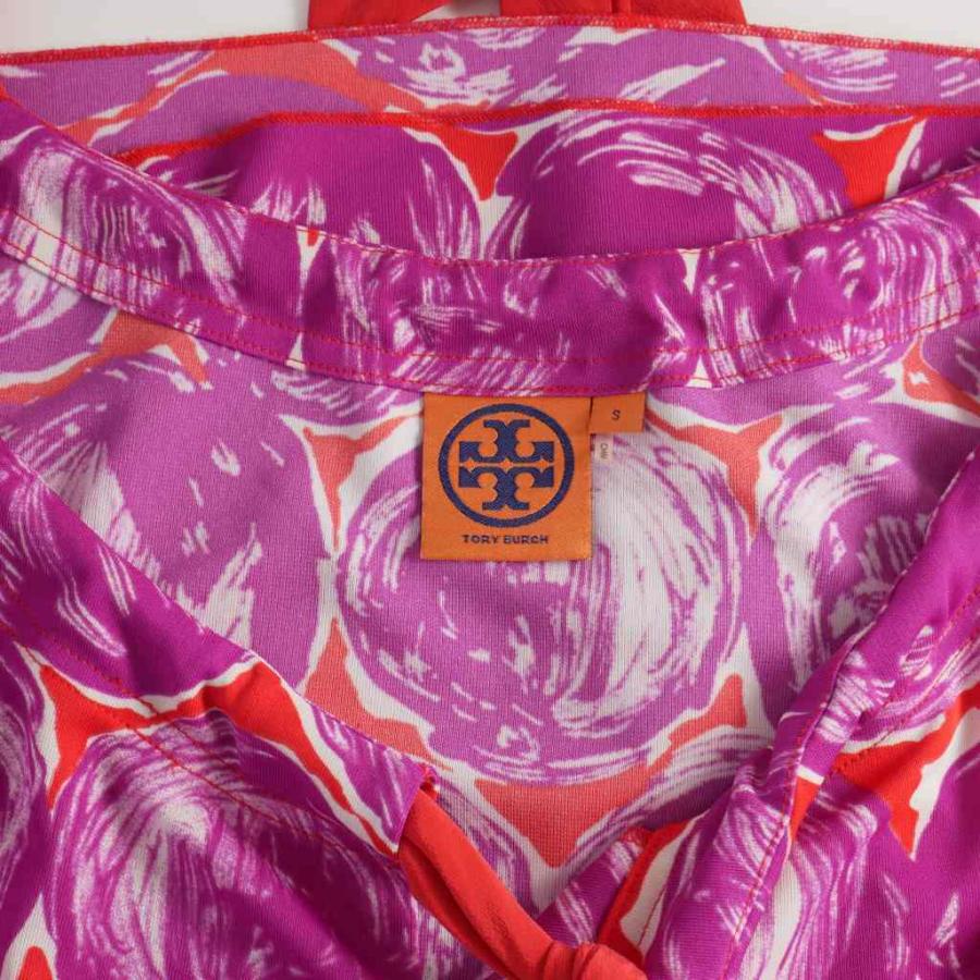 TORY BURCH トリーバーチ 総柄ワンピース Aラインフレア ノースリーブ TORY BURCH（トリーバーチ） フラワーモチーフ リボンタイ
